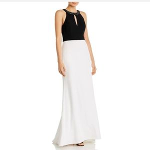 Aidan Mattox Black-Ivory Embellished Formal Dress